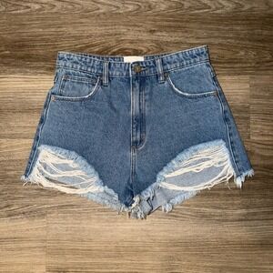 Abrand A High Relaxed Shorts Womens 27 Distressed Denim Cutoff